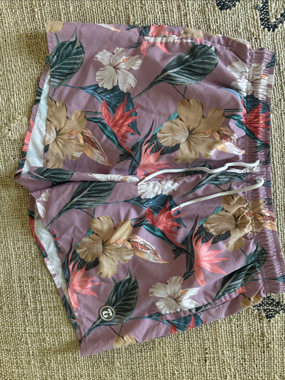 Topman Lavender Floral Swim Trunks with Tropical Print